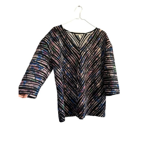 Dana Buchman Multicolor Snakeskin Print Tunic Blouse Black Womens XL 3/4 Sleeves - Picture 12 of 14